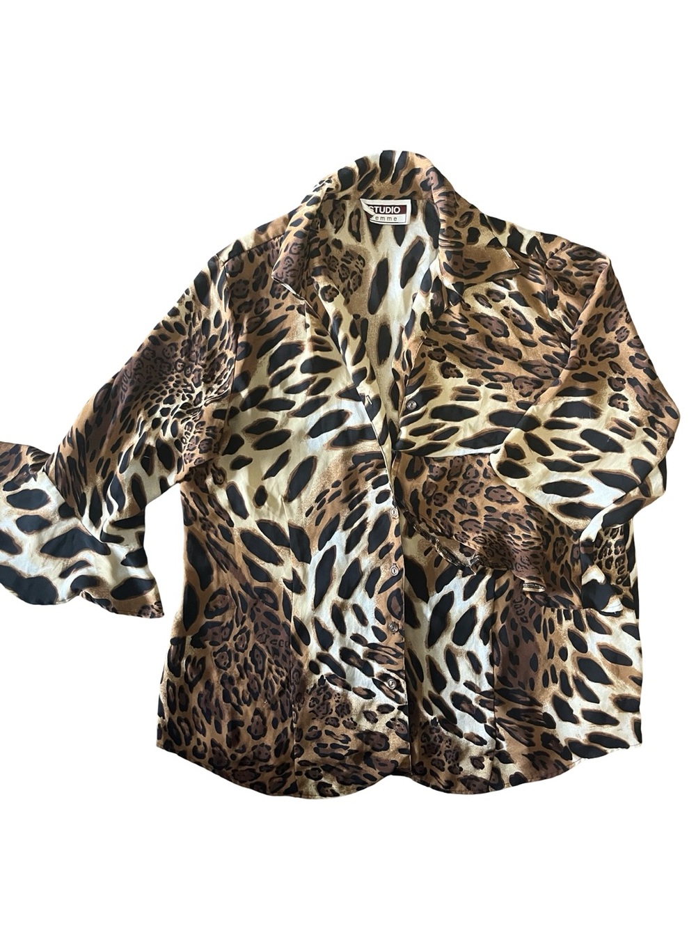 Studio Leopard-Print light weight oversized blouse breathable in Brown & Black
